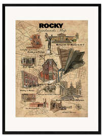 Inramat konsttryck Rocky movie map