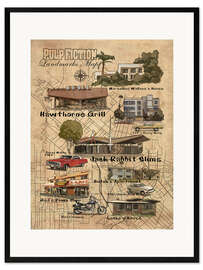 Inramat konsttryck Pulp Fiction movie map