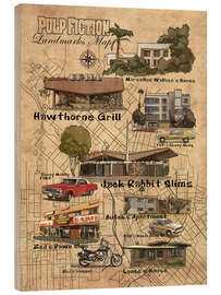 Wood print Pulp Fiction movie map