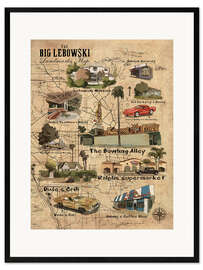 Inramat konsttryck Big Lebowski movie map