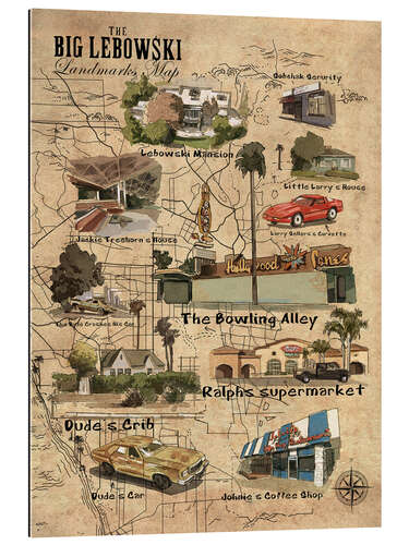 Gallery print Big Lebowski movie map