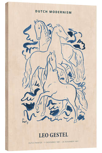 Print på træ Leo Gestel - Three Horses