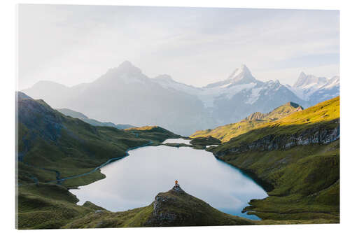 Acrylglasbild Mountainbiker am Bachalpsee, Schweiz