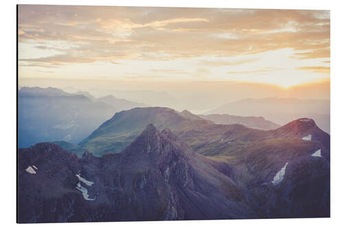 Aluminium print Reeti, Simelihorn, Faulhorn peaks and Lake Thun, Switzerland