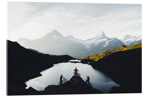 Acrylic print Mountain bikers at Bachalpsee lake, Bernese Oberland, Switzerland