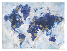 Selvklebende plakat Indigo world map