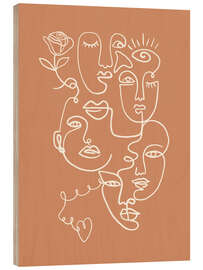 Tableau en bois Cinq visages