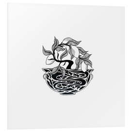 Foam board print Asclepius - Black and white bonsai vase