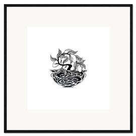 Framed art print Asclepius - Black and white bonsai vase