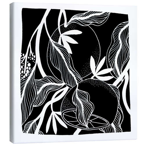 Canvas-taulu Blood Oranges - Black and white botanical oranges I