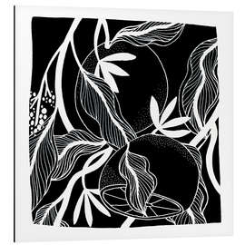 Magnettafel Blutorangen - Schwarz-weiße botanische Orangen I