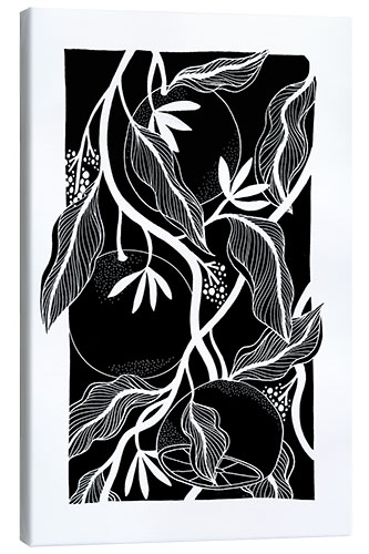 Canvas-taulu Blood Oranges - Black and white botanical oranges II