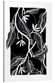 Magnettafel Blutorangen - schwarz-weiße botanische Orangen II