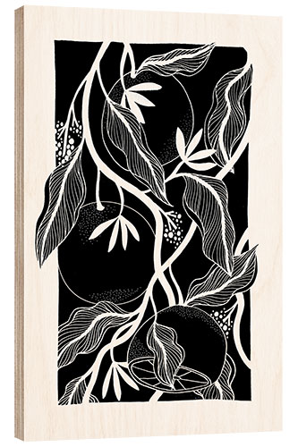 Wood print Blood Oranges - Black and white botanical oranges II