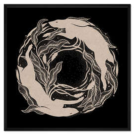 Gerahmter Kunstdruck Alioth - schwarz-weiße kreisförmige Kaninchen