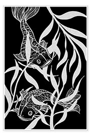 Poster  Dyad - Black and white Japanese fish - Chromakane