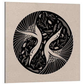 Magnettafel Gegensätze - Japanische Kraniche im Kreis