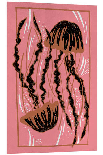 PVC print Antipode - Pink and bronze jellyfish