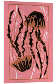 PVC-tavla Antipode - Pink and bronze jellyfish