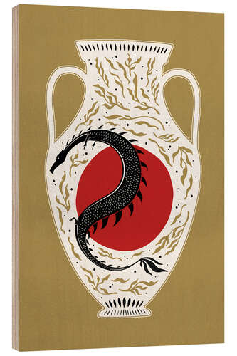 Puutaulu Photia - Japanese dragon and red moon vase