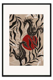 Gerahmter Kunstdruck Versteckspiel - Botanische Seepferdchen und Mond