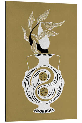 Aluminium print Zahar - Gold and white pear and vase