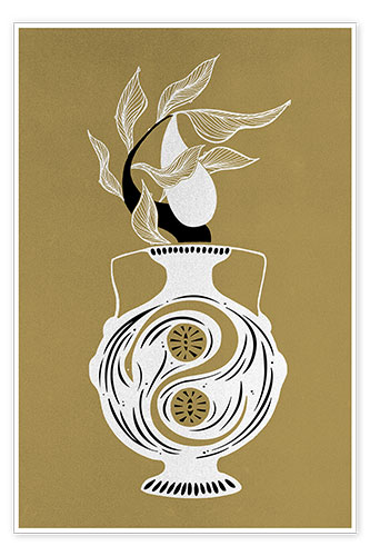 Poster Zahar - Weiß-goldene Birne und Vase