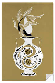 Wall sticker Zahar - Gold and white pear and vase