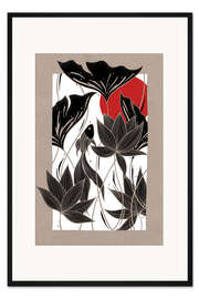 Gerahmter Kunstdruck Gewirr - Botanischer Fisch und Mond