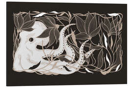 Magnettafel Shelter - Schwarz-weißer botanischer Oktopus