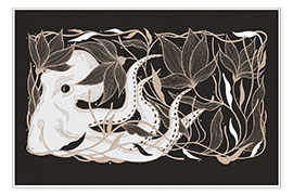 Kunstwerk  Shelter - Black and white botanical octopus - Chromakane