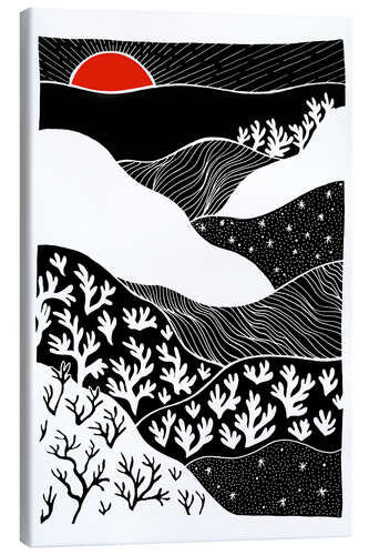 Canvas-taulu Coral Valley - Black and white abstract nautical landscape