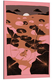 Magnettafel Alleinsein - Rosa-bronzefarbener Lotusteich-Frosch