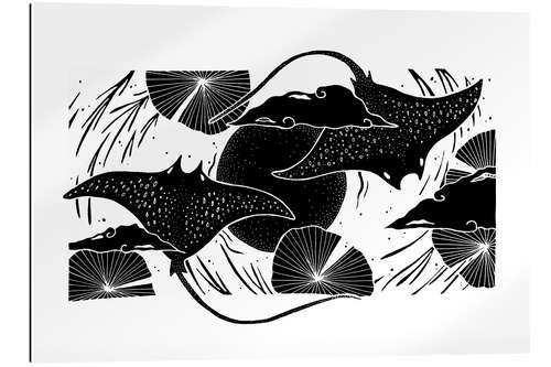 Gallery print Moon Rays - Black and white manta rays