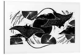 Magnettafel Mondstrahlen - Schwarze-weiße Mantarochen