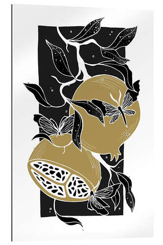 Galleriprint Nether - Black and gold botanical pomegranates