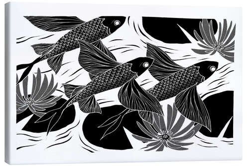 Canvas print Flash - Black and white flying fish