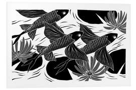 Foam board print Flash - Black and white flying fish