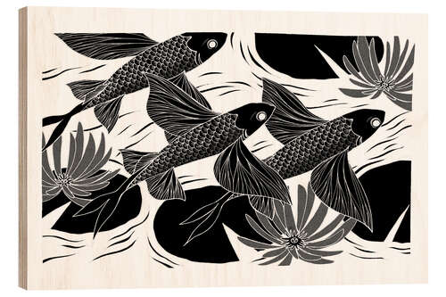 Puutaulu Flash - Black and white flying fish