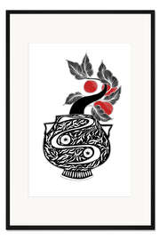 Gerahmter Kunstdruck Santara - Vase und Bonsai-Orangenbaum