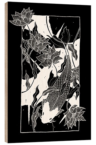 Wood print Flow - Japanese koi carp fish