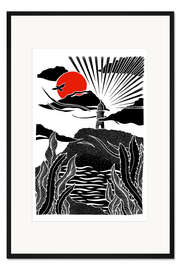 Gerahmter Kunstdruck Leitlicht - Seelandschaft mit Leuchtturm