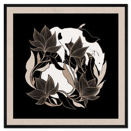 Gerahmter Kunstdruck Finsternis des Inari - Springender Fuchs und Mond