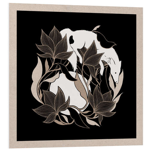 Quadro em PVC Inari Dark - Jumping fox and moon