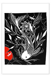 Plakat  Mystical Lake - Japanese koi carp fish - Chromakane