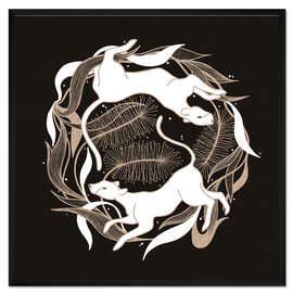 Gerahmter Kunstdruck Ojas - Abstrakte kreisförmige botanische Panther