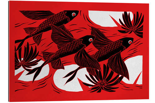 Galleriprint Flash - Black, red and white flying fish