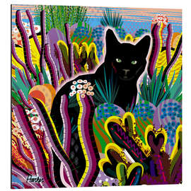 Magnettafel Schwarze Katze im Garten