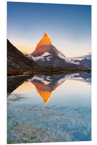 PVC print Matterhorn at sunrise from Riffelsee lake, Zermatt, Switzerland