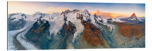 Quadro em plexi-alumínio Monte Rosa, Lyskamm, Matterhorn, Zermatt, Suíça